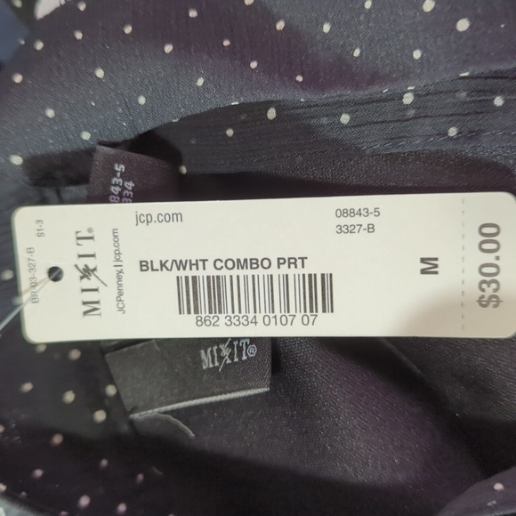 Mixit Tank Top Draped Sweetheart Floral & Dots Black White Summer NWT Medium - Picture 11 of 13